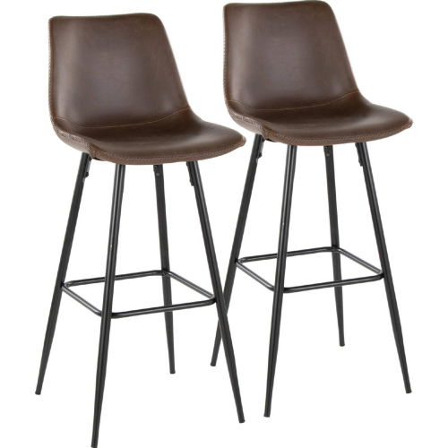 Durango 30" Bar Stool in Black Metal, Espresso Leatherette & Black Footrest (Set of 2)